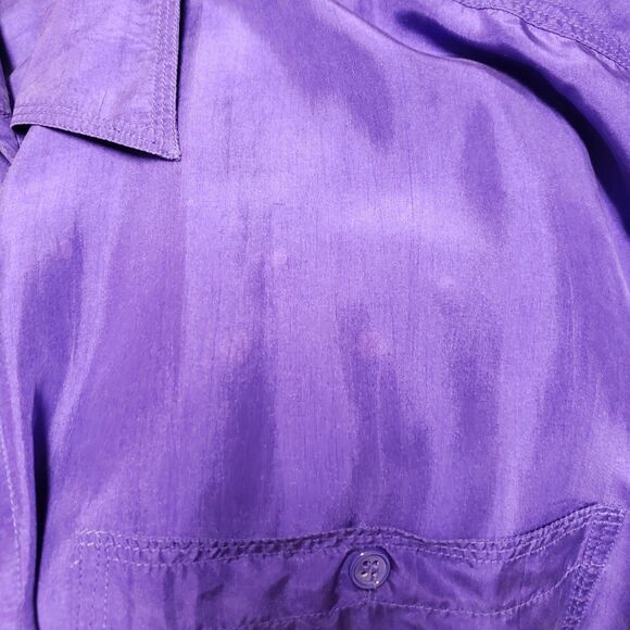 Marmie West Women’s 100% Silk Button-Up Shirt Deep Purple Long Sleeve Size M NWT - Picture 3 of 13